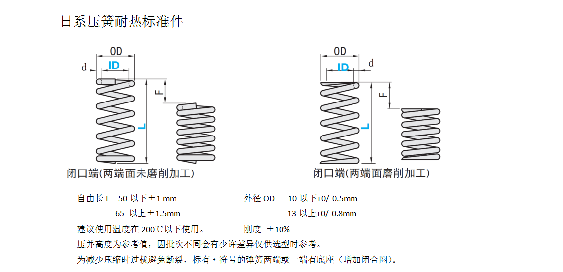 日系压簧耐热标准件